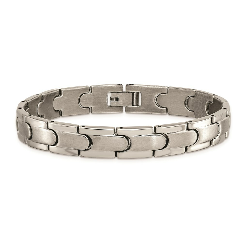Titanium Brushed and Polished w/Syn. Germanium 8.5in Link Bracelet