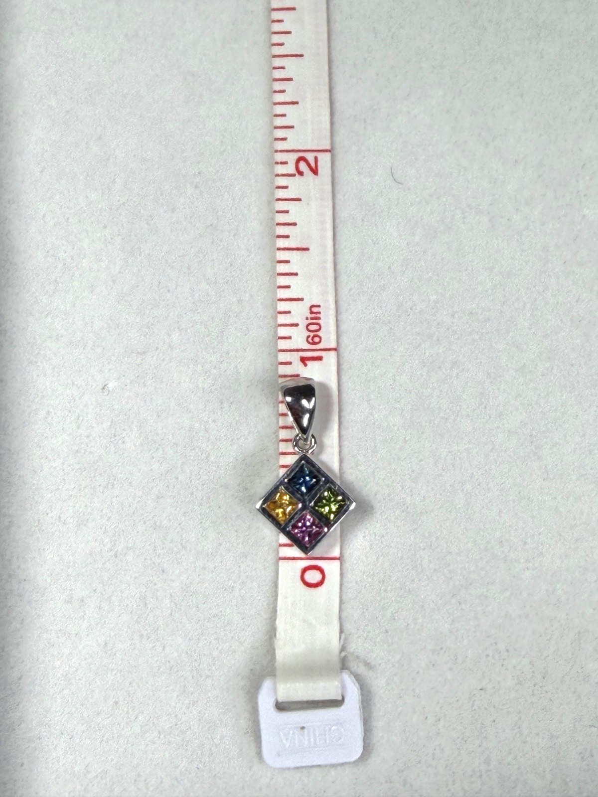 950 Platinum Multi Color .80ctw Blue Green Yellow Pink Sapphire Pendant