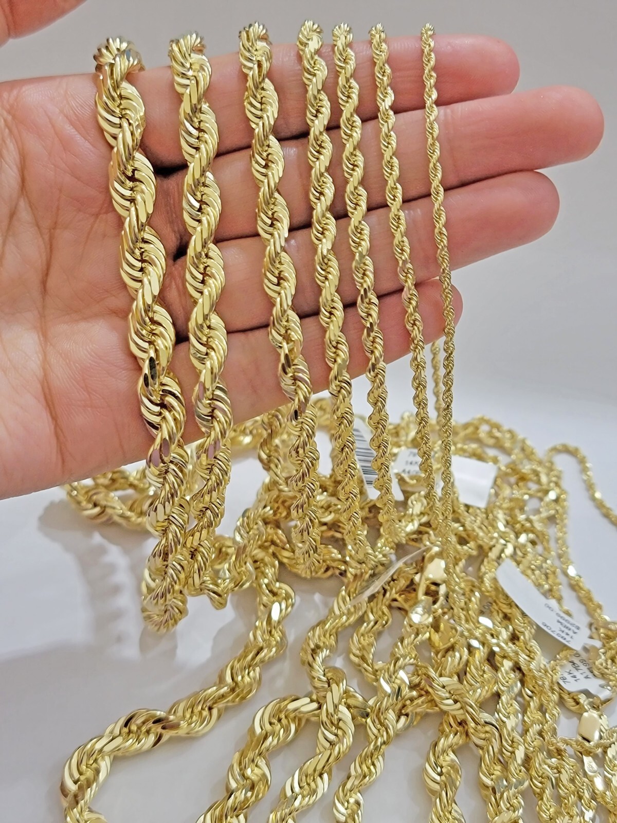 Real 14k Yellow Gold Rope Chain Necklace 2mm-10mm 18″-30″ 14KT SOLID Men Women
