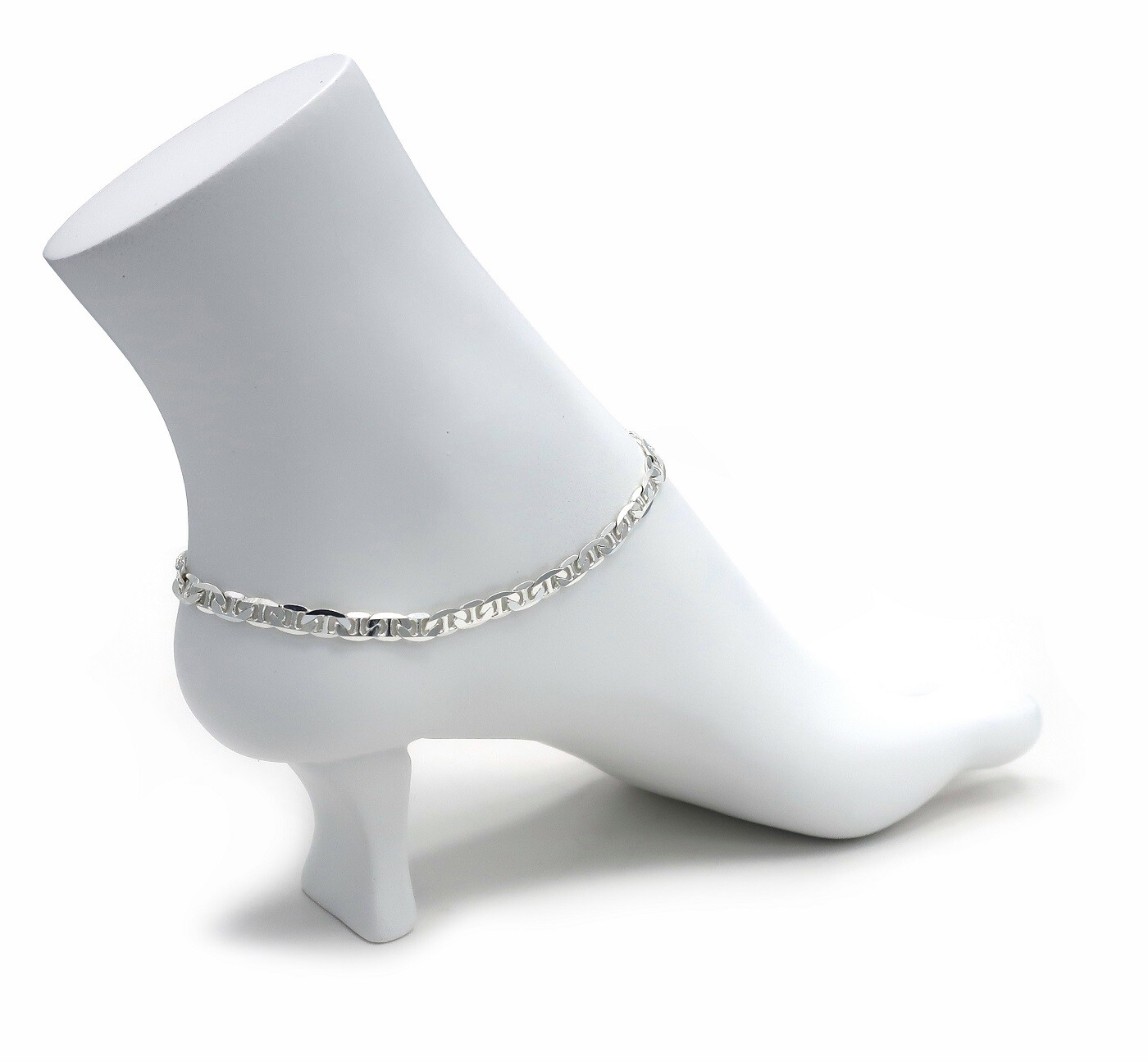 10″ Mariner Anchor Link Chain Ankle Bracelet 925 Silver Plated
