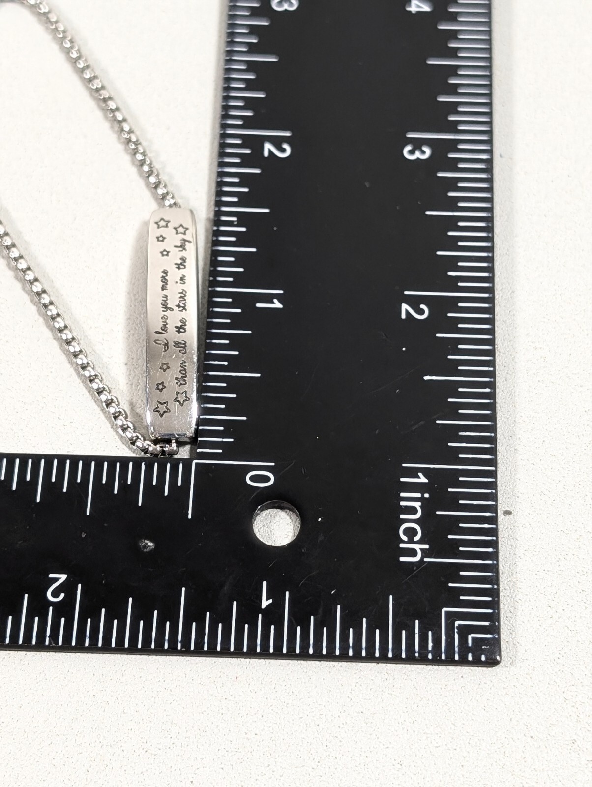 Silver Tone I Love You More Than Stars ID Bar Adjustable Chain Bracelet