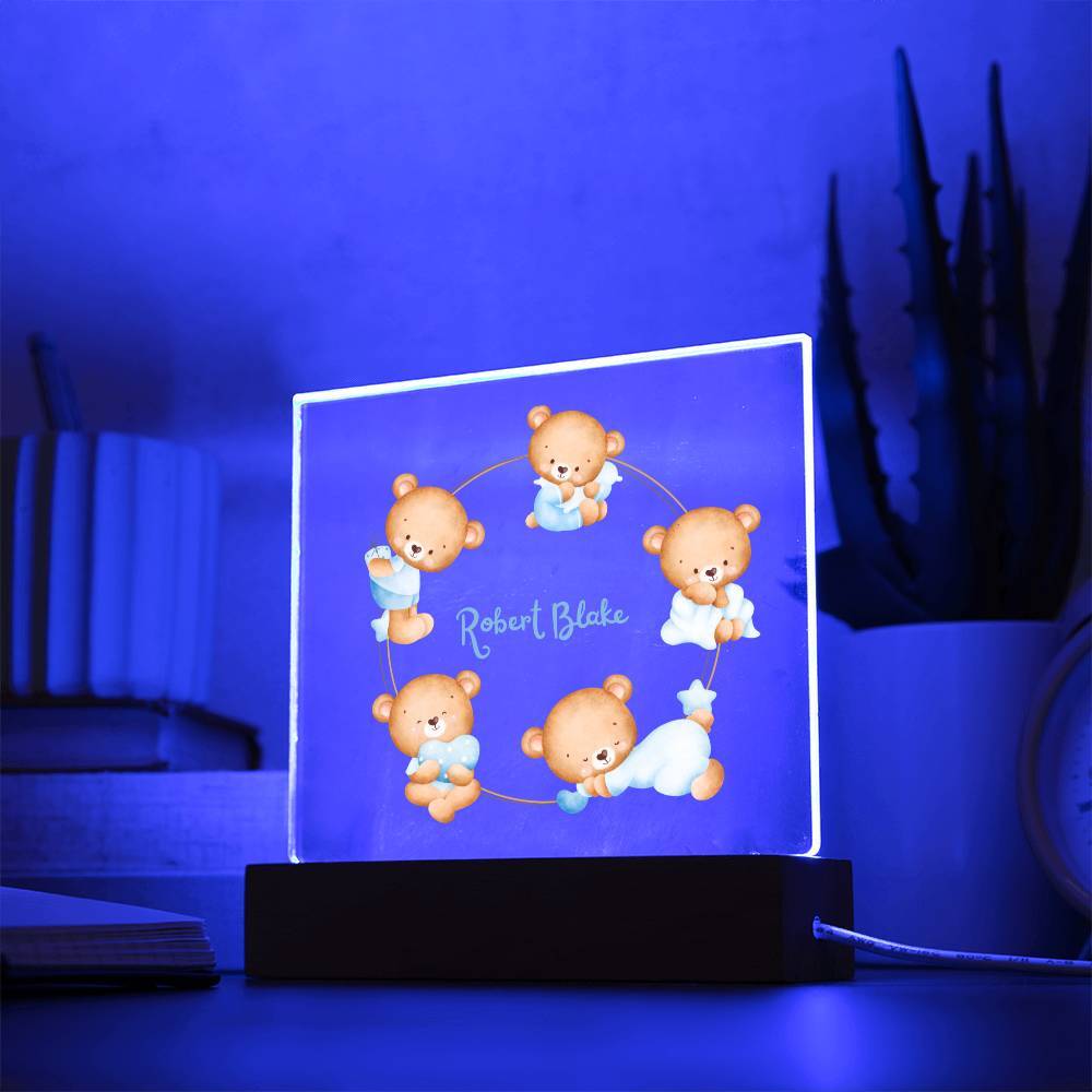 Custom night light for baby boy nursery, baby shower gift