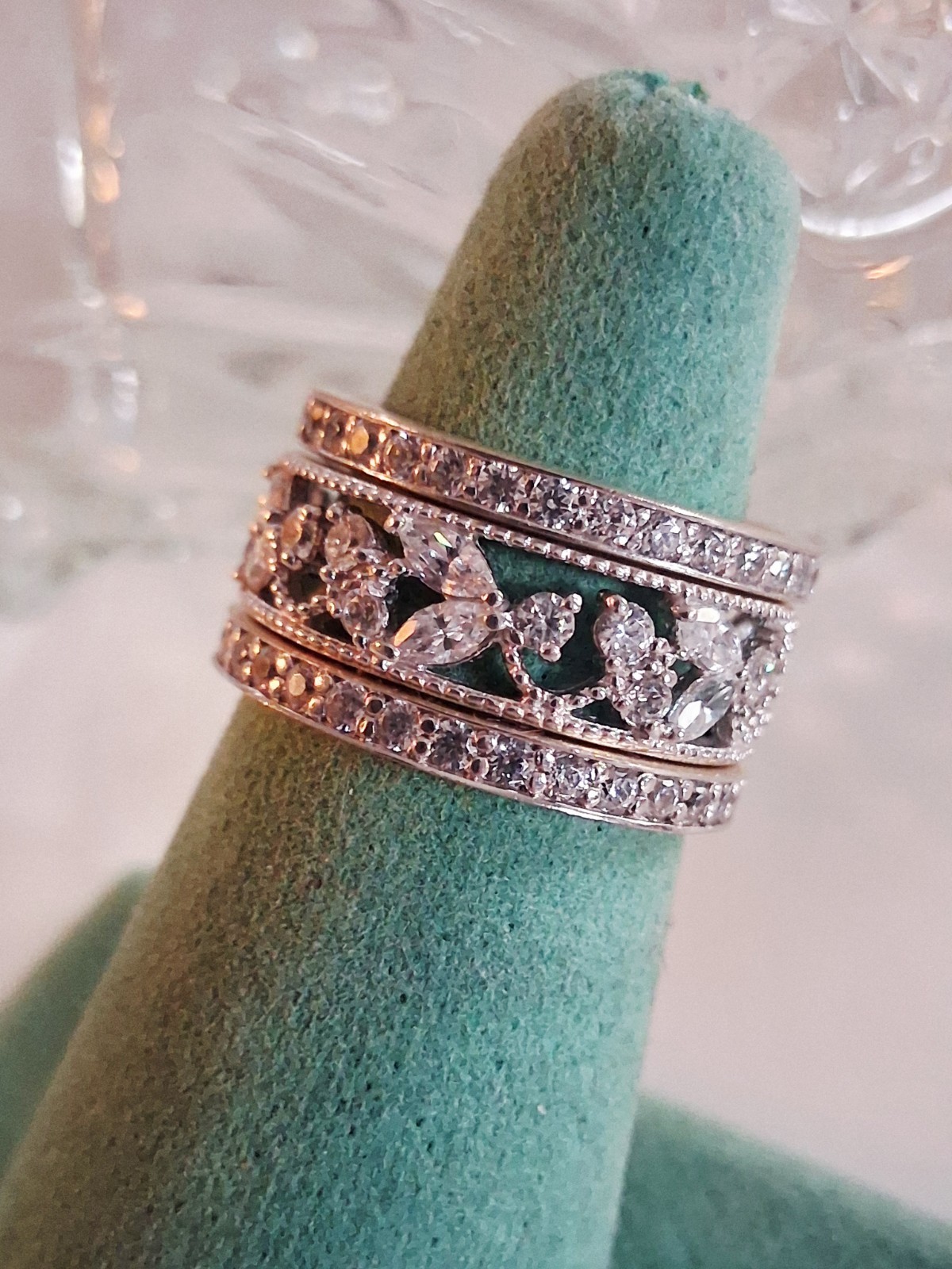 Designer 3 Ct Simulated Diamond 3-piece Eternity Band Ring Set Size 7 Sterling