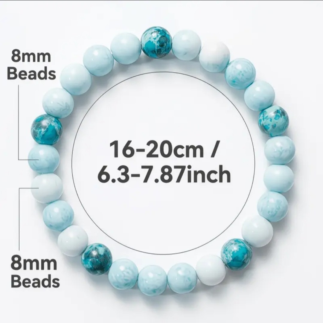 6PCS Natural Stone Bead Bracelet Set Love Luck Anxiety Stress Relief Gift 8mm