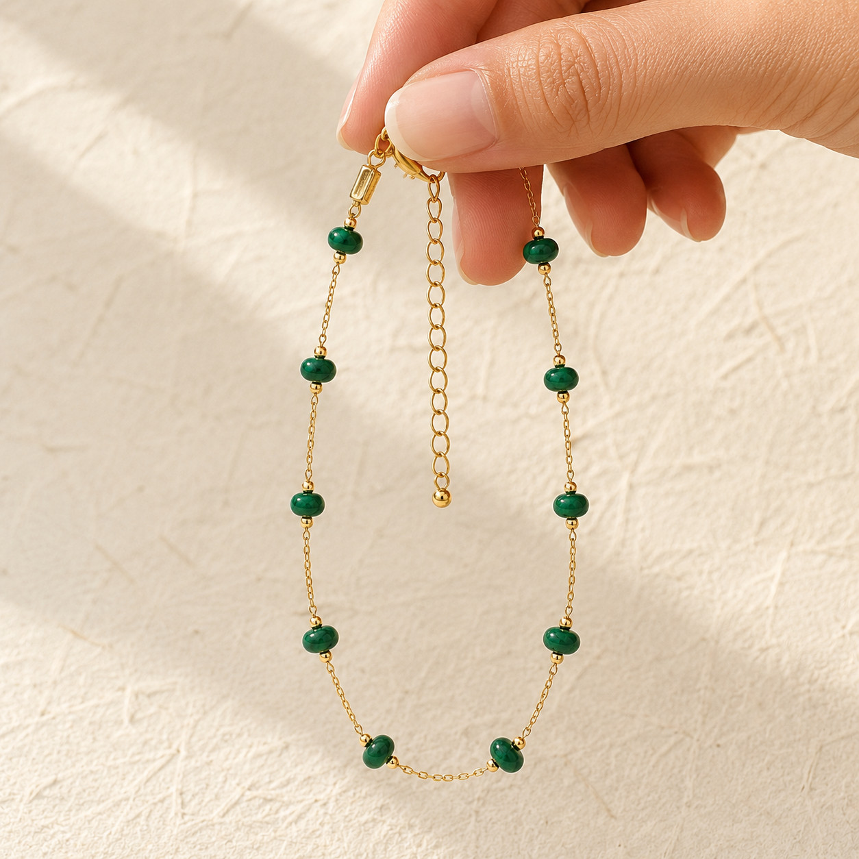 Natural Malachite Geometric Bracelet | 18K Gold Plated | Transformation