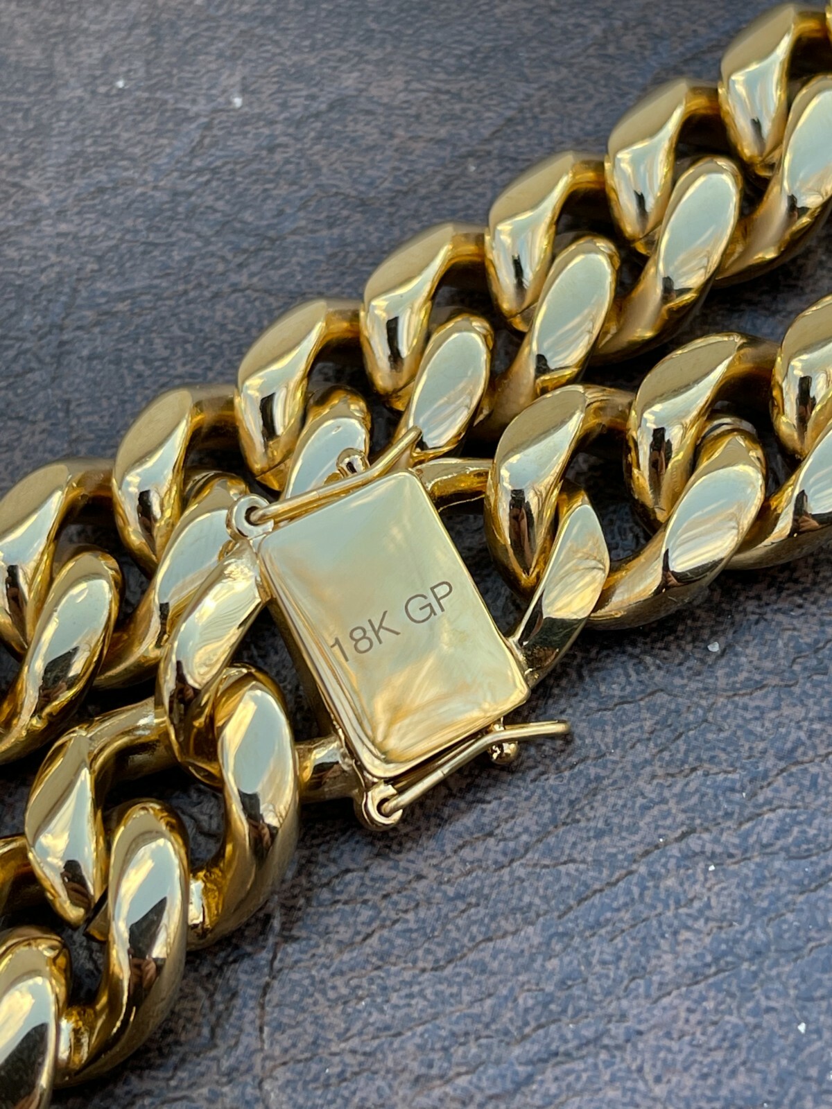 Miami Cuban Link Men’s Choker Chain Real 18k Gold Over Stainless Steel 18mm BIG