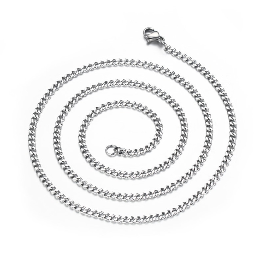 16-36″ Solid Stainless Steel Silver Gold Chain Cuban Curb Women Men Necklace 3mm