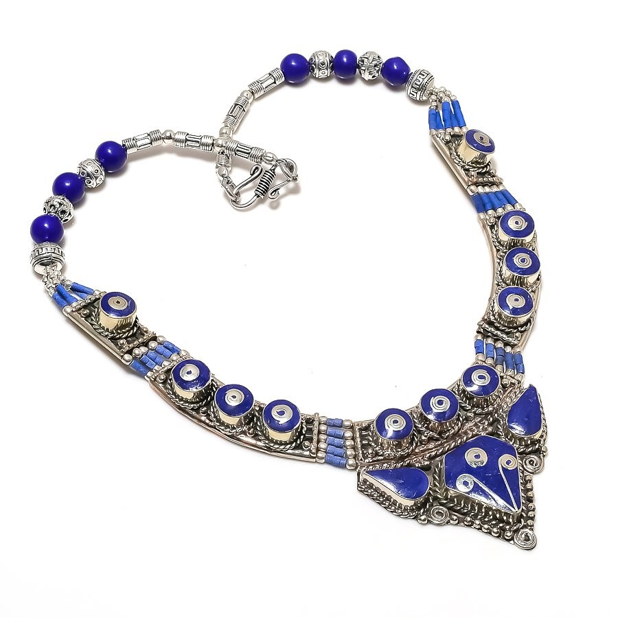 Lapis Lazuli Gemstone Necklace Handmade Charm Tibetan Nepali Jewelry 18″ NN 6961