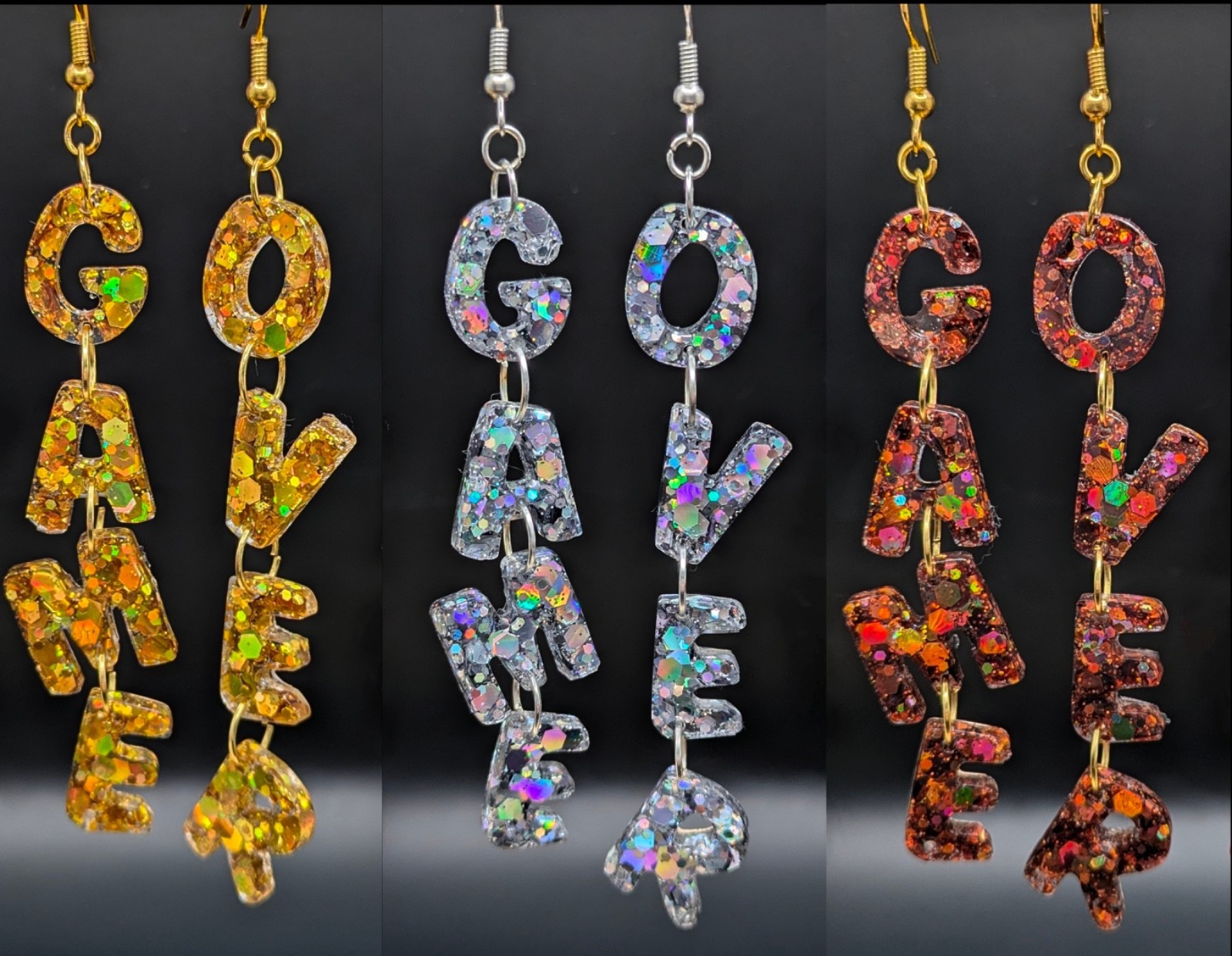 Glitter GAME OVER Earrings – Novelty X Box PlayStation Fun Gift For Gamers