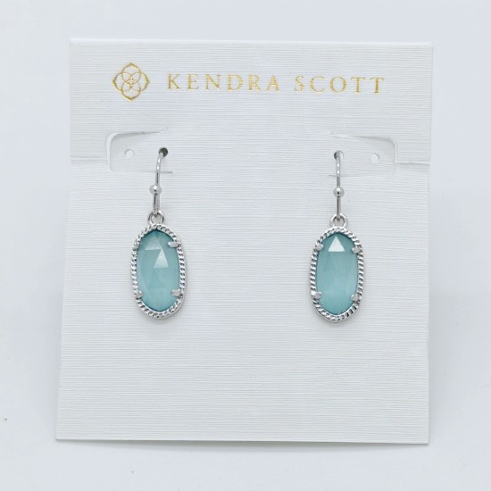 New Kendra Scott Lee Silver Drop Earrings In Clear Light Blue Illusion