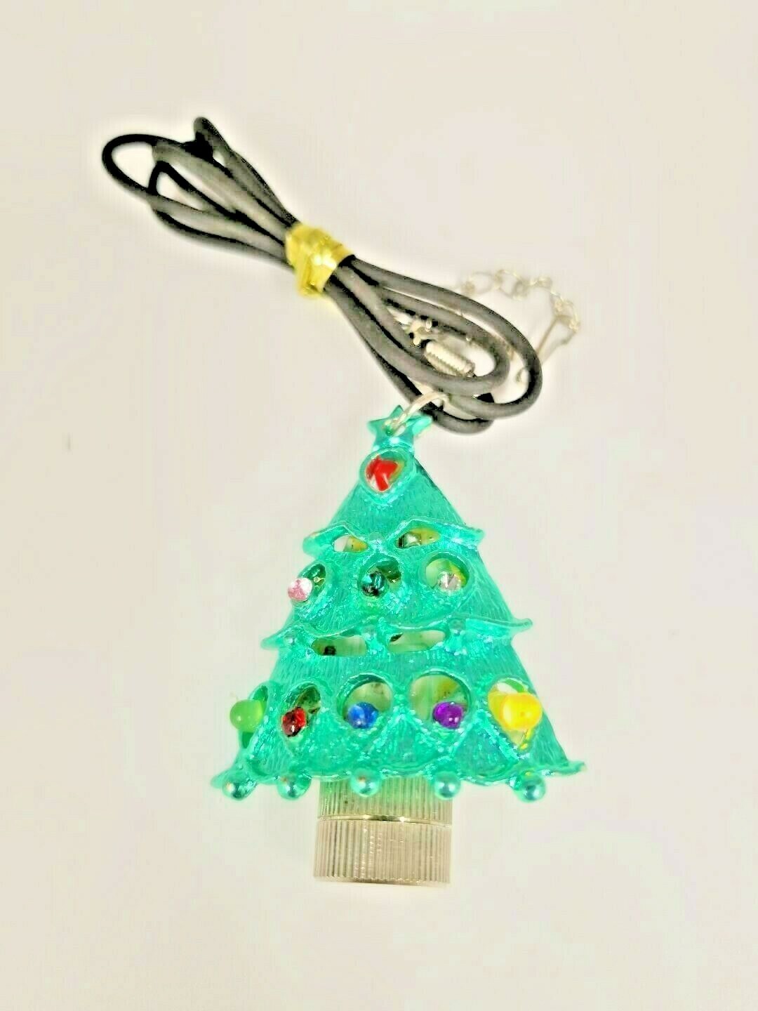3PC Light-Up Christmas Tree Necklaces/Brooches Red & Green LED Lights & Beads US