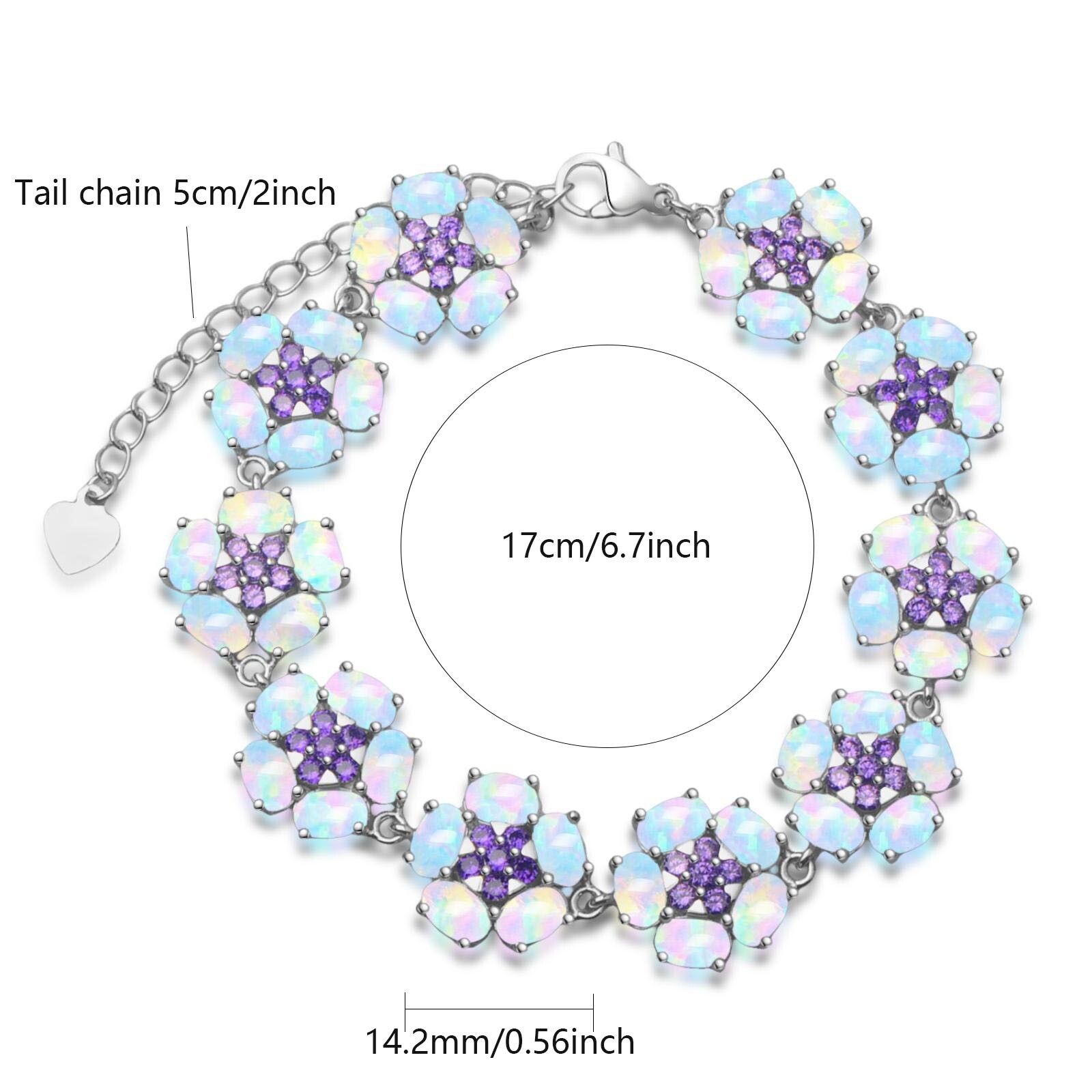 White Opal Four Leaf Flower Bracelet 925 Sterling Sliver Jewelry For Women