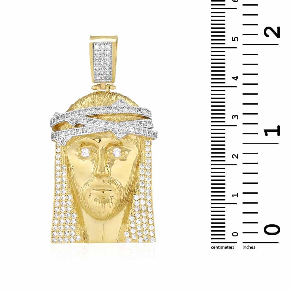 14K Gold Jesus Head Pendant