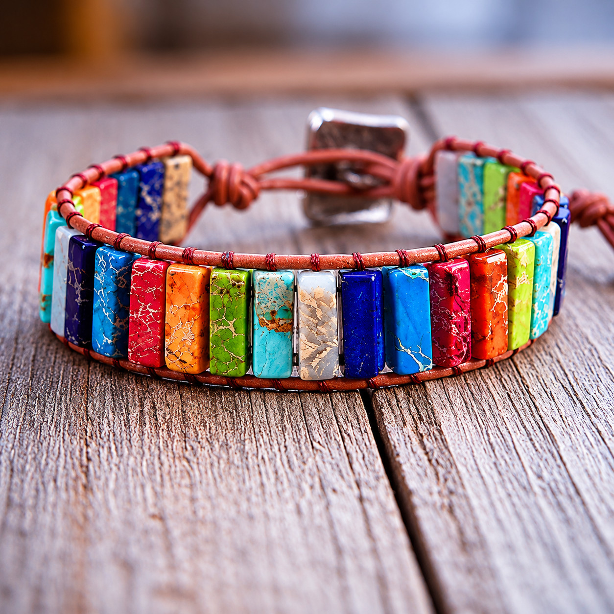 Natural 7 Chakra Stone Bracelet Multi Color Crystal Tube Beads Bracelet Gift