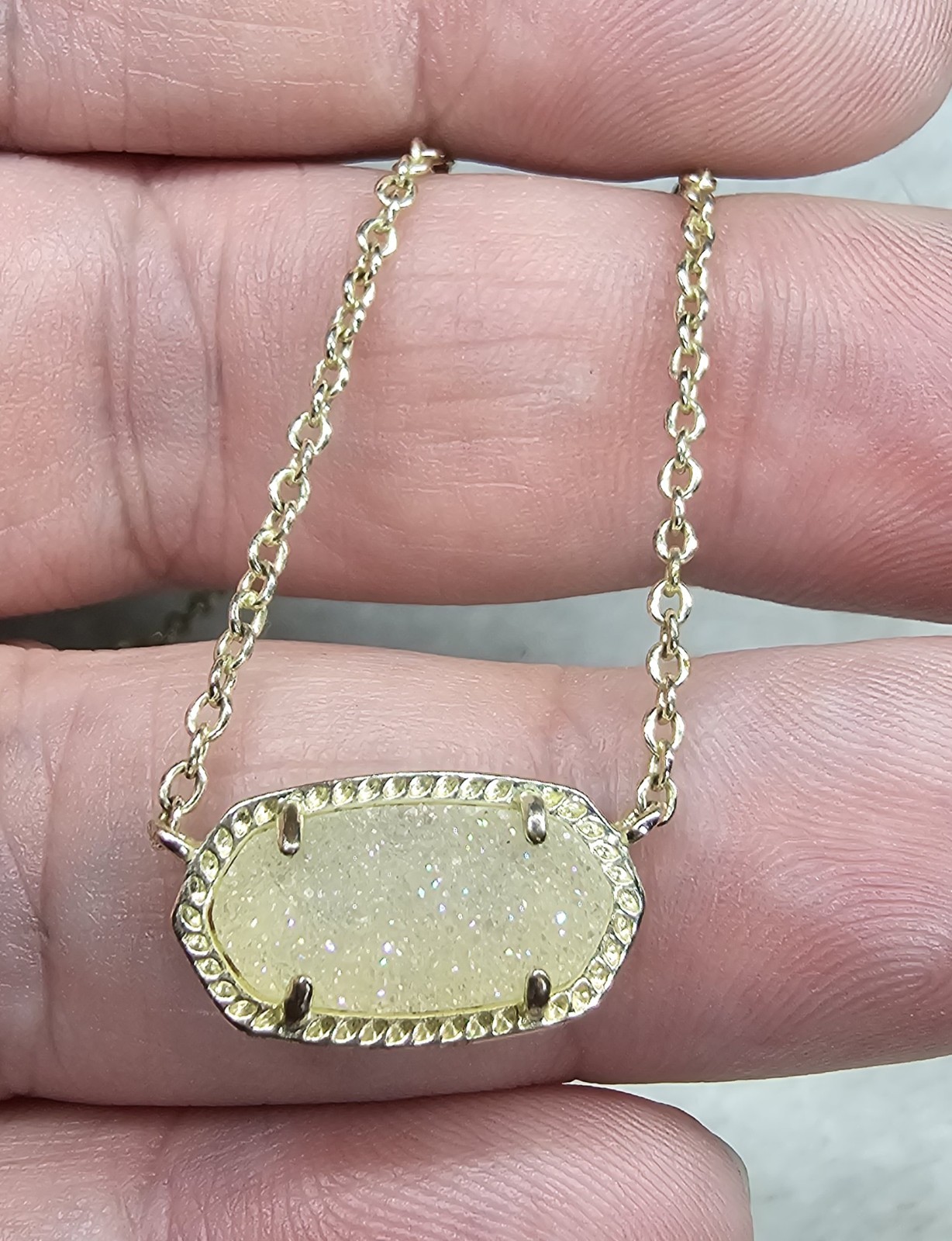 Gold Kendra Scott Elisa Iridescent Drusy quartz Pendant Necklace 14k Gold Plate