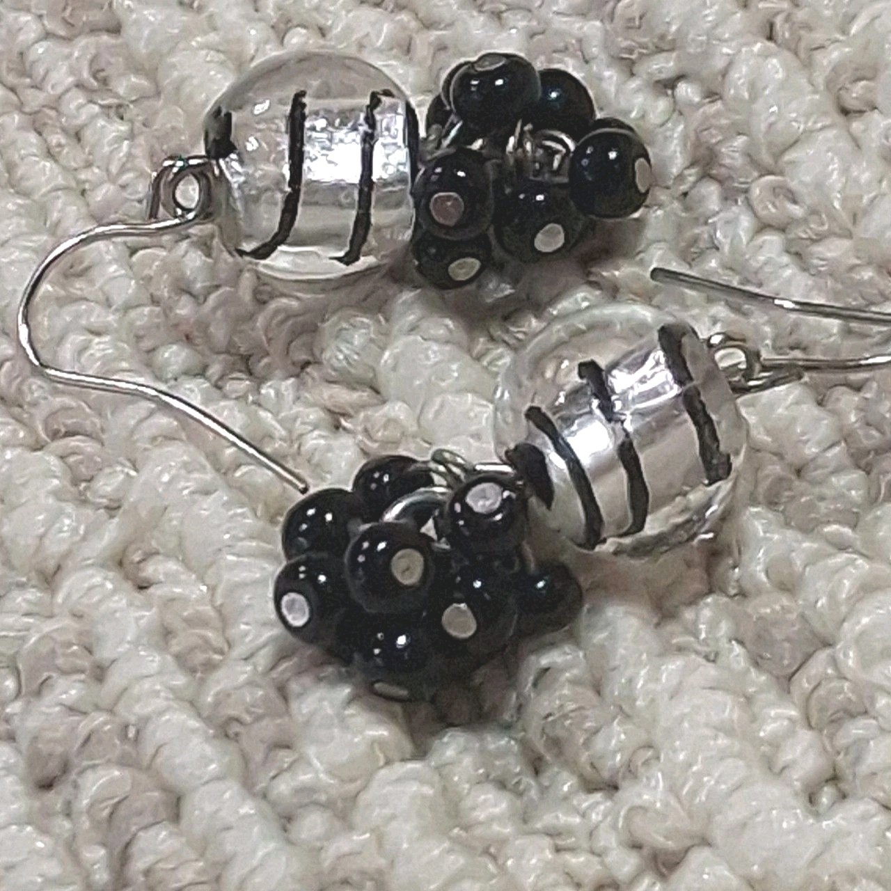 Onyx Lucite Sphere Tiered Statement Pierced Jewelry Women Stylish Retro Earrings