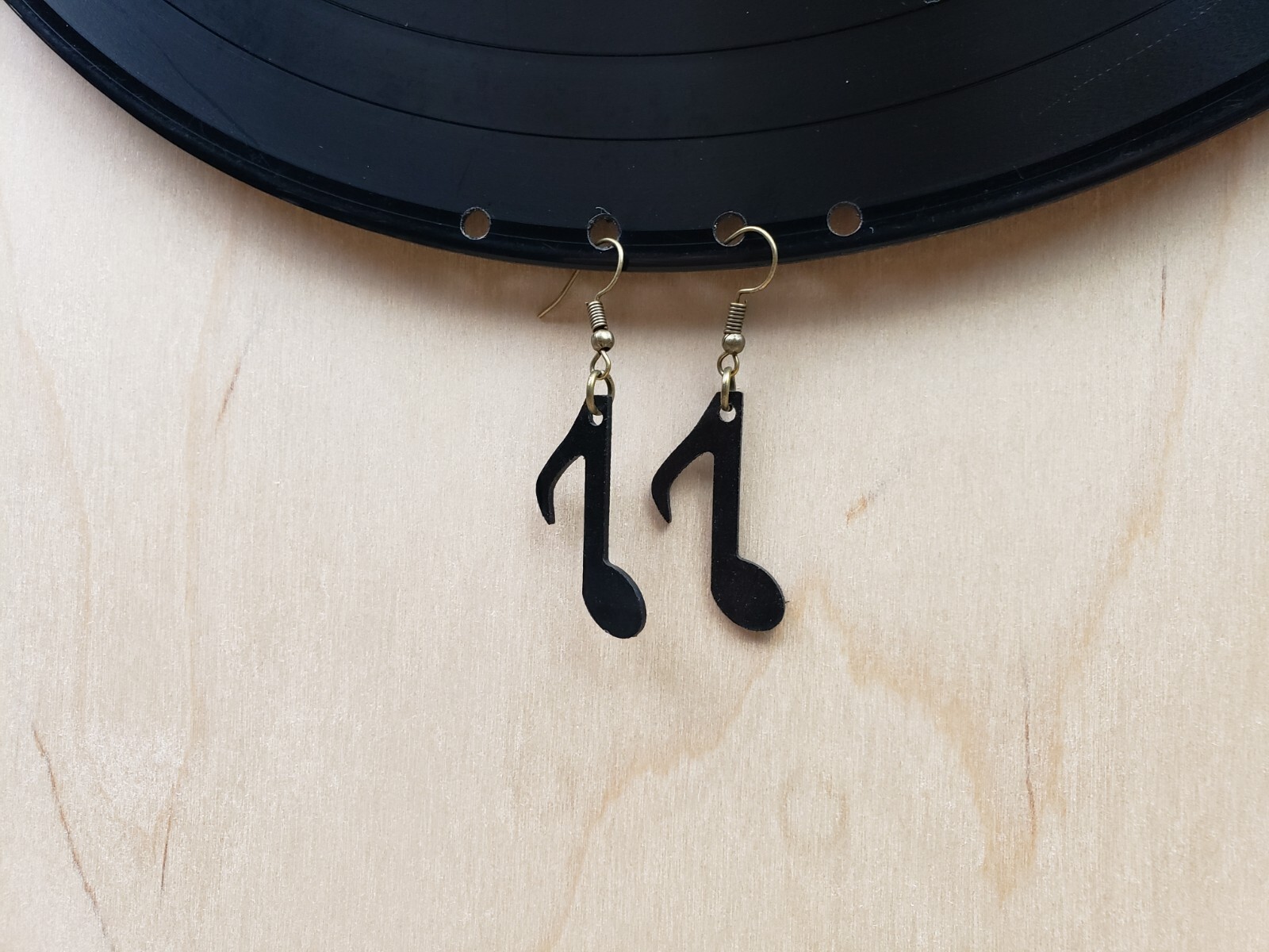 Repurposed Record Earrings Musical Notes Music Band Teacher Upcycled Vtg LP