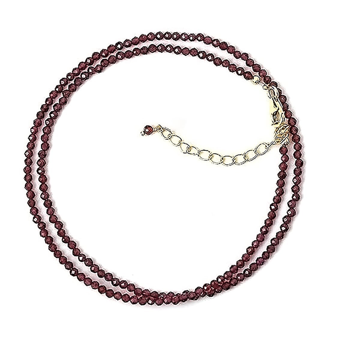 A++++ Beautiful Red Garnet Faceted Round Gemstone Beads Necklaces 18” For Girls