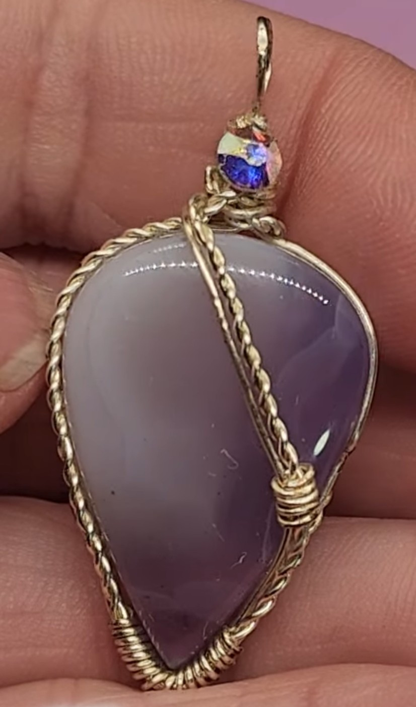 Handcrafted Sterling Silver Wire Wrapped Purple Chalcedony Pendant