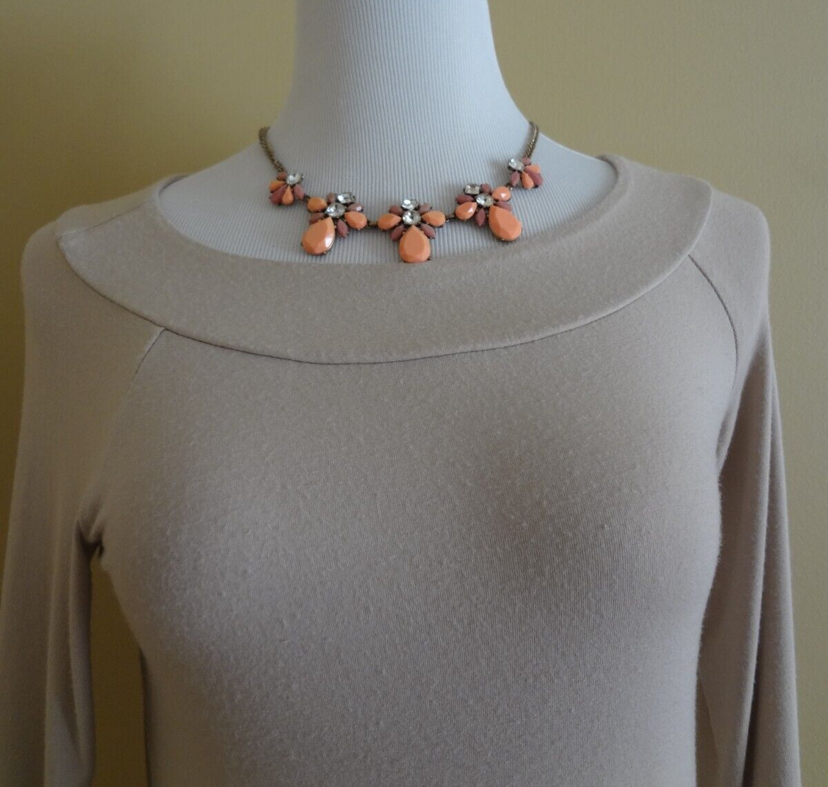 Women’s J. CREW Statement Necklace Faint Orange Sparkling Gems