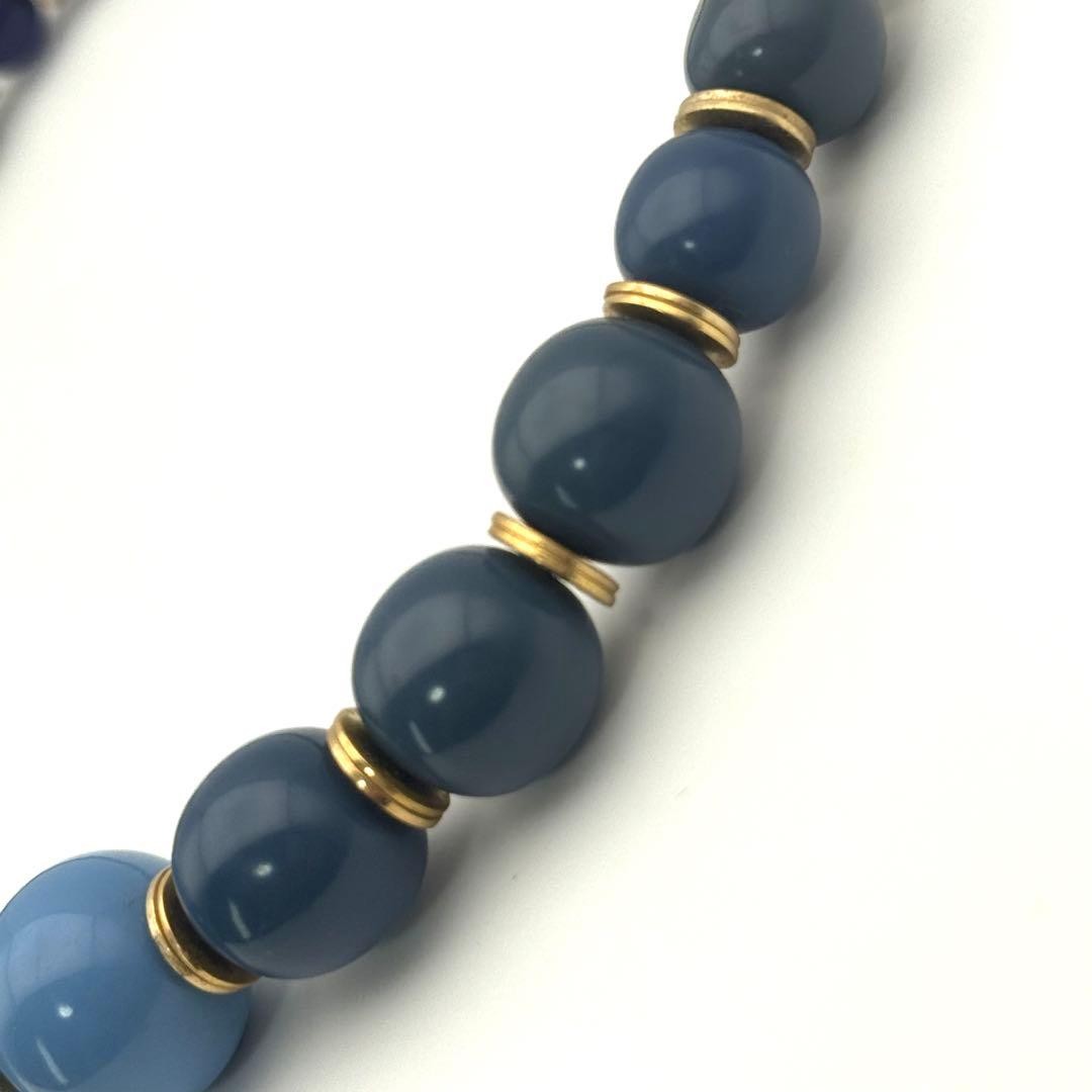 Yves Saint Laurent Beads Choker Necklace Blue Length: 17.7 in. Vintage
