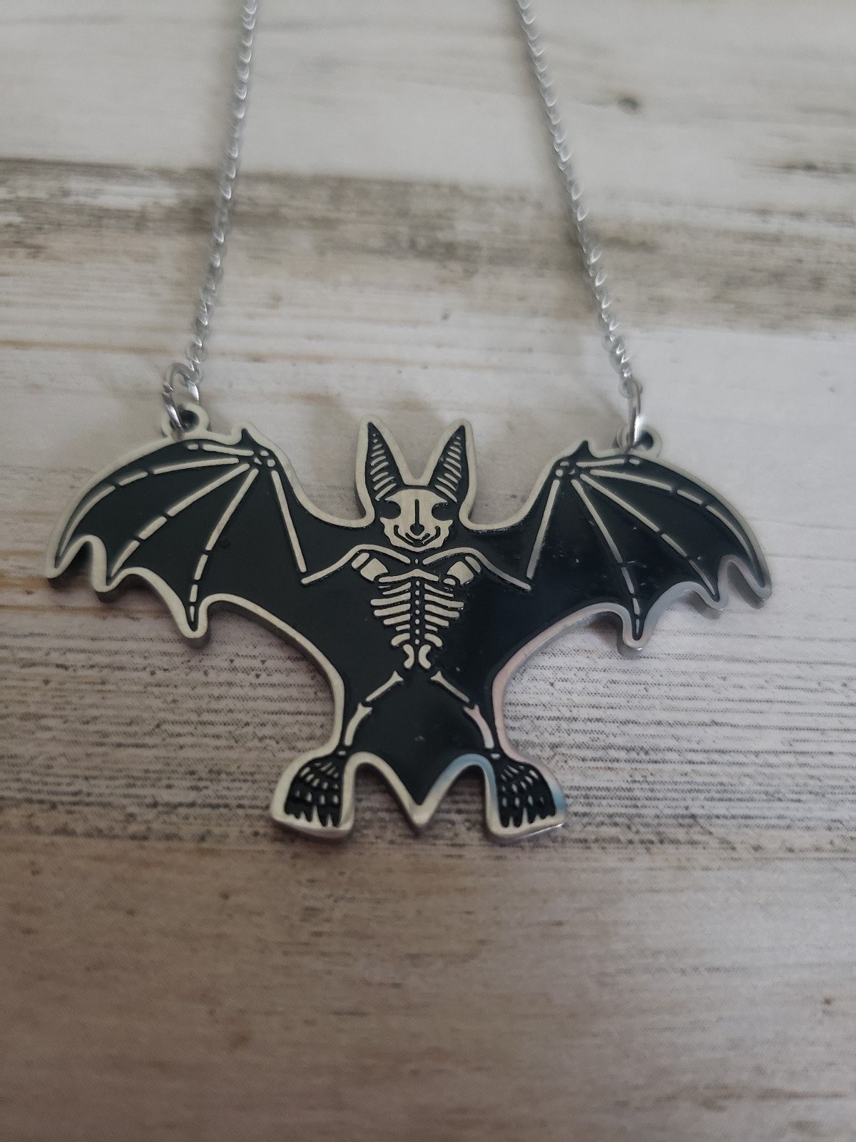 Bat necklace Halloween witch vampire jewelry goth gift gothic skeleton skull