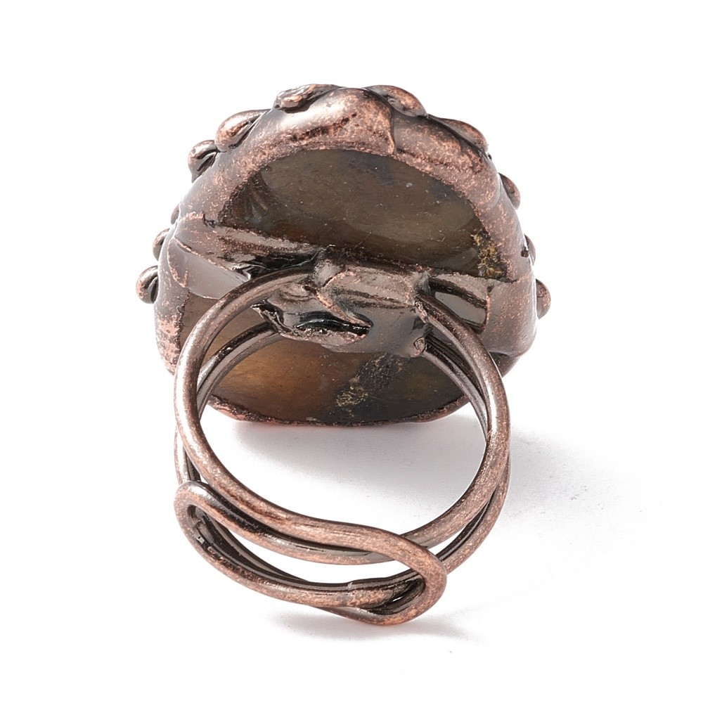 Open Cuff Ring Adjustable Oval Red Copper Women R194