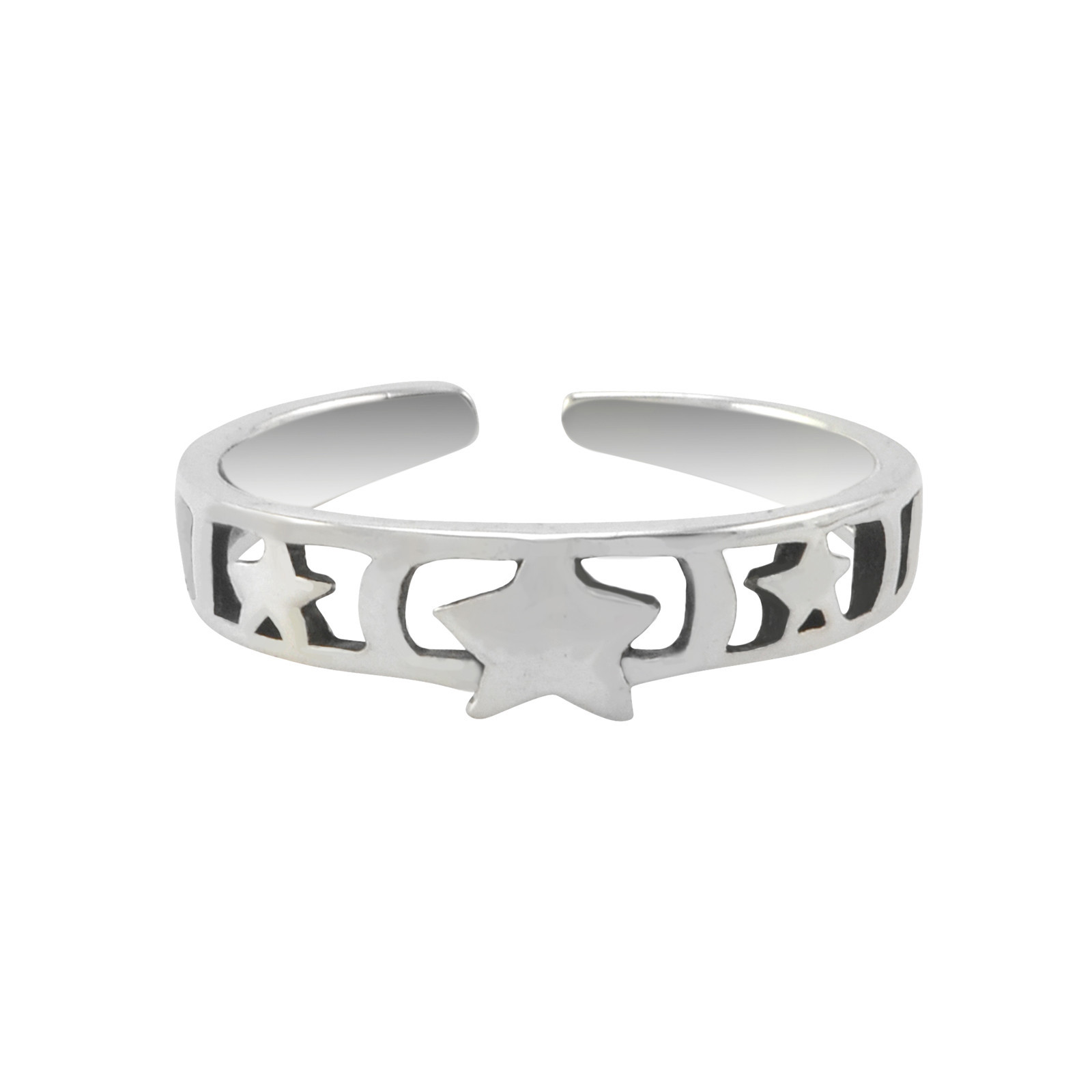 Sterling Silver Toe Ring Triple Star Adjustable