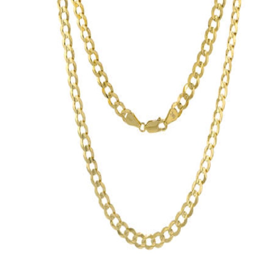 18K Yellow Gold Filled Tarnish-FREE 4mm Wide Cuban Curb Link Chain Necklace A70G