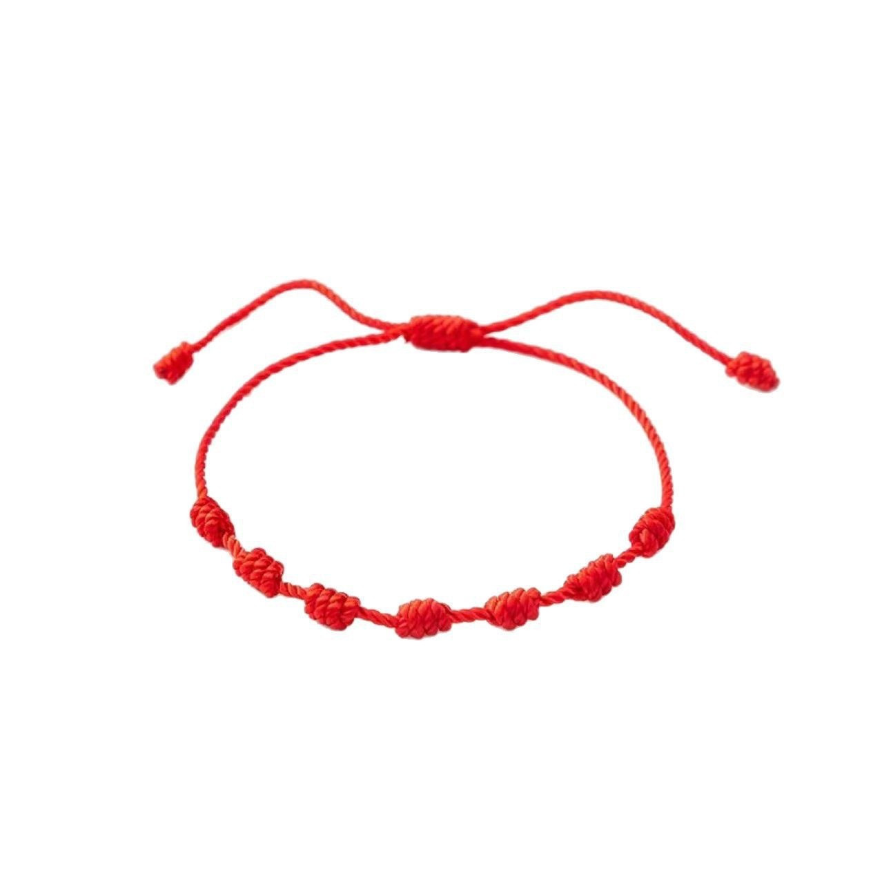 2Pcs Lucky Red String Bracelet Kabbalah Amulet 7 Knots Protection rope Man Women