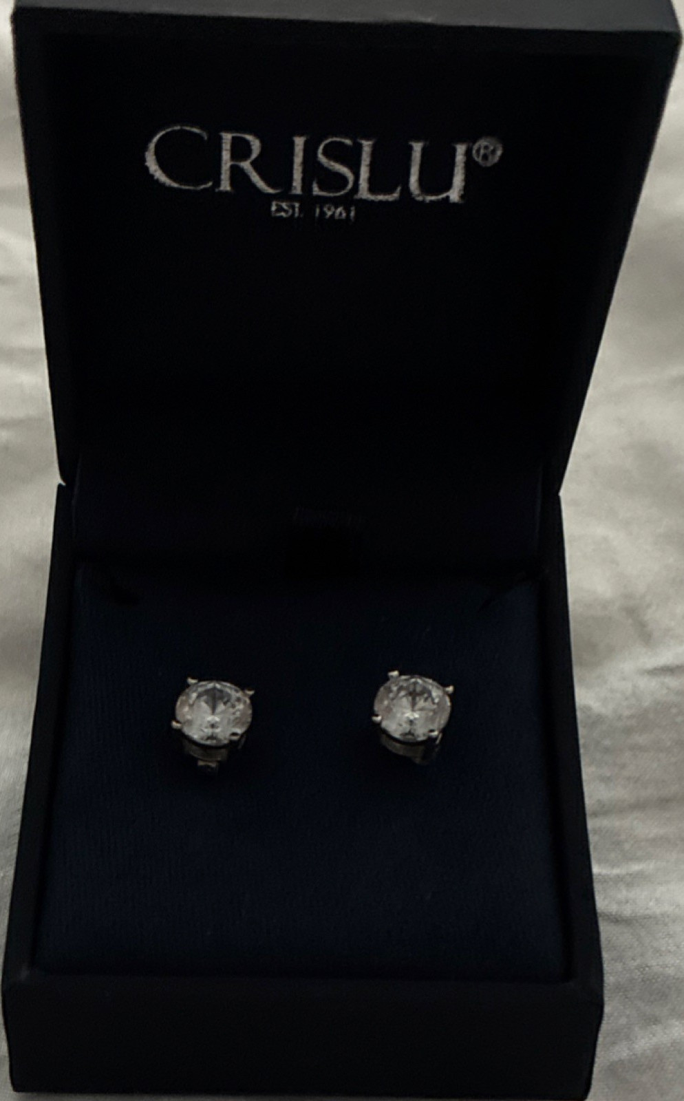 CRISLU Round Simulated Cubic Zirconia Stud Earrings Silver Tone Butterfly