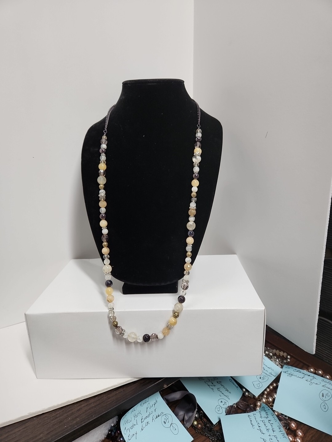 36 Inch Unbranded Necklace, 12 Inches Of Brown Or Black Chain The Rest Beads,…