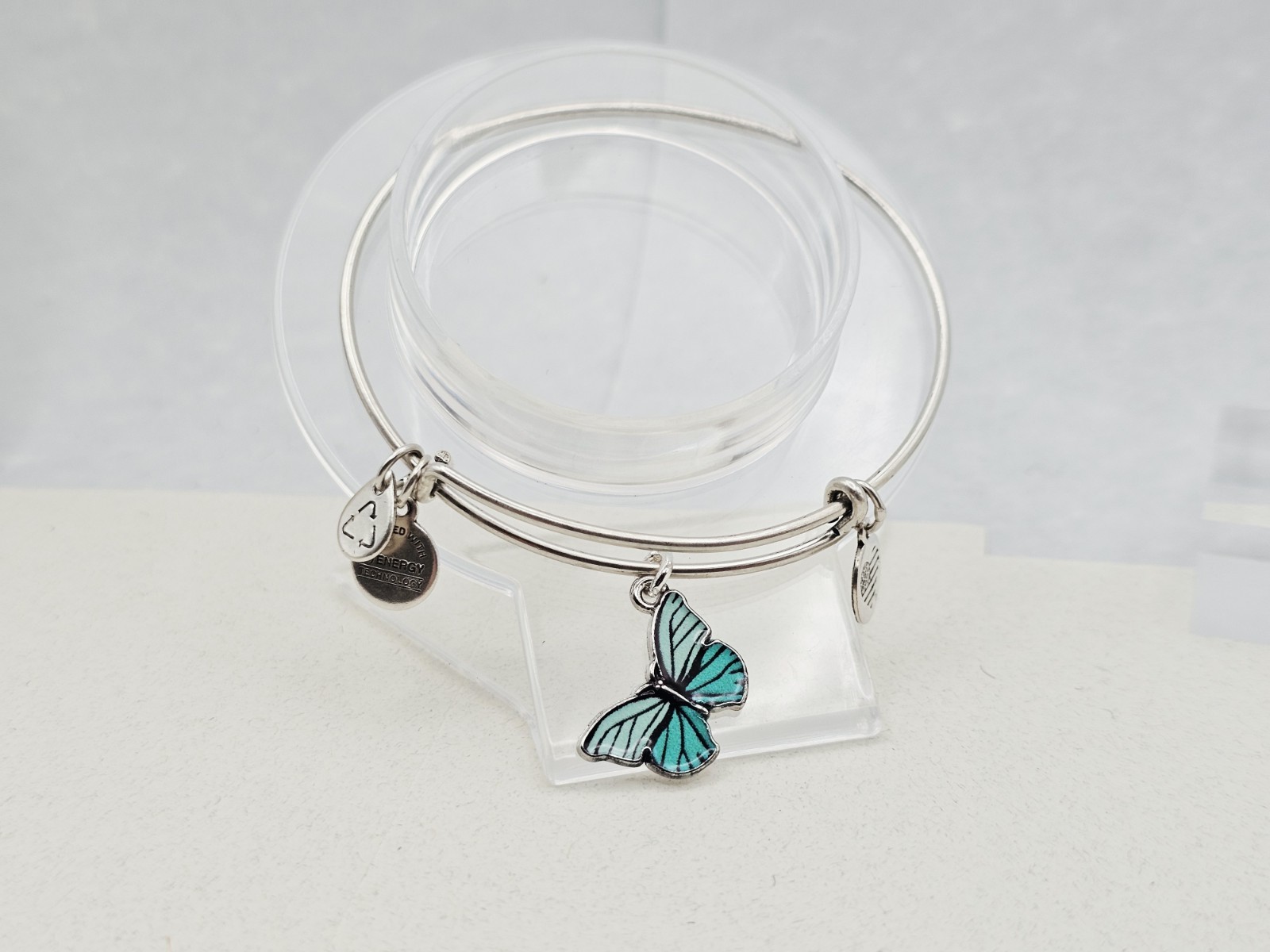 Alex Ani Silver Bracelet With Green Lace Butterfly 🦋 🦋 Generic Metal Charm ✨️