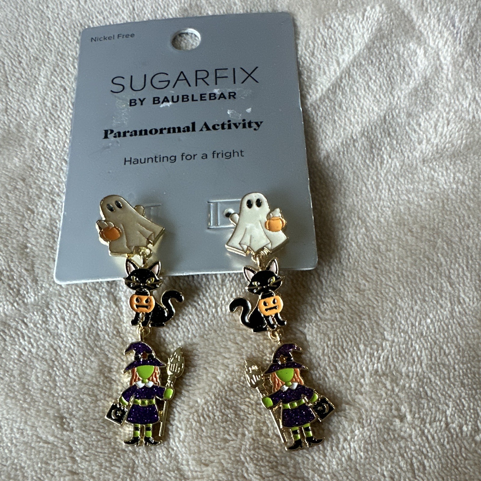 SUGARFIX by BaubleBar Multicolor Dangle Earrings Nickel-Free Enamel Ghost Witch