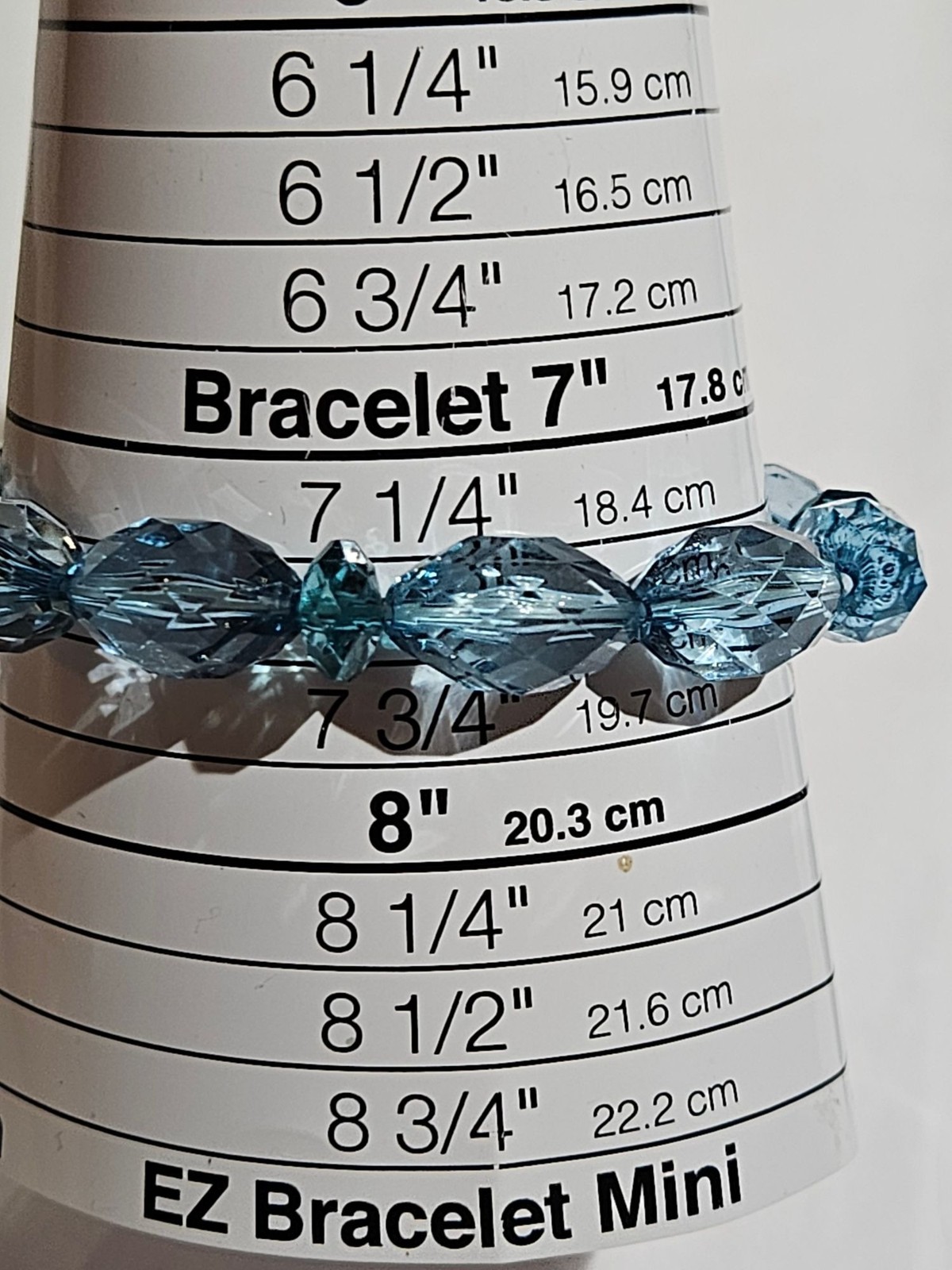 Blue Plastic Faceted Beaded Stretchy Bracelet 7.5 inches Unstretched