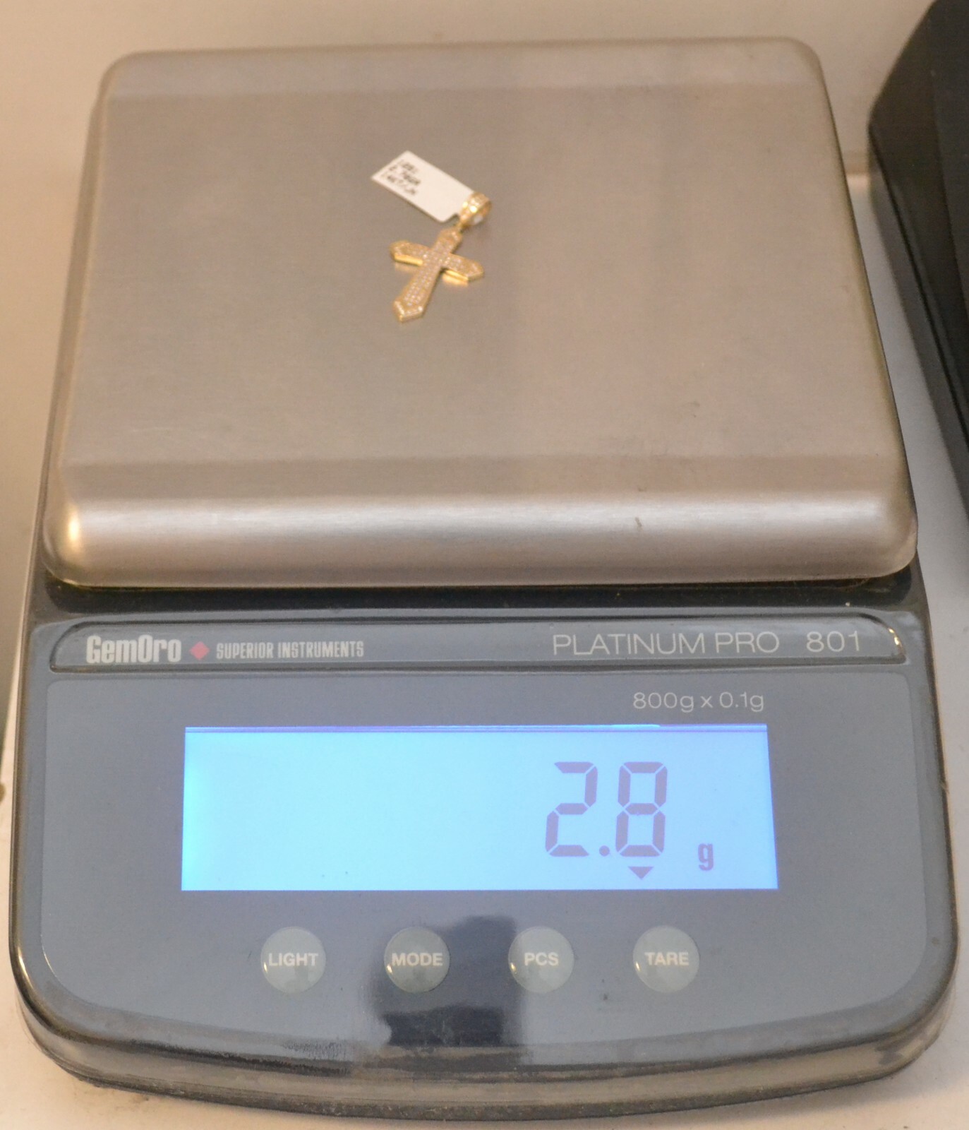 14k Solid Yellow Gold Cubic Zirconia Cross Charm Pendant 2.7 Gr 1.2 Inches