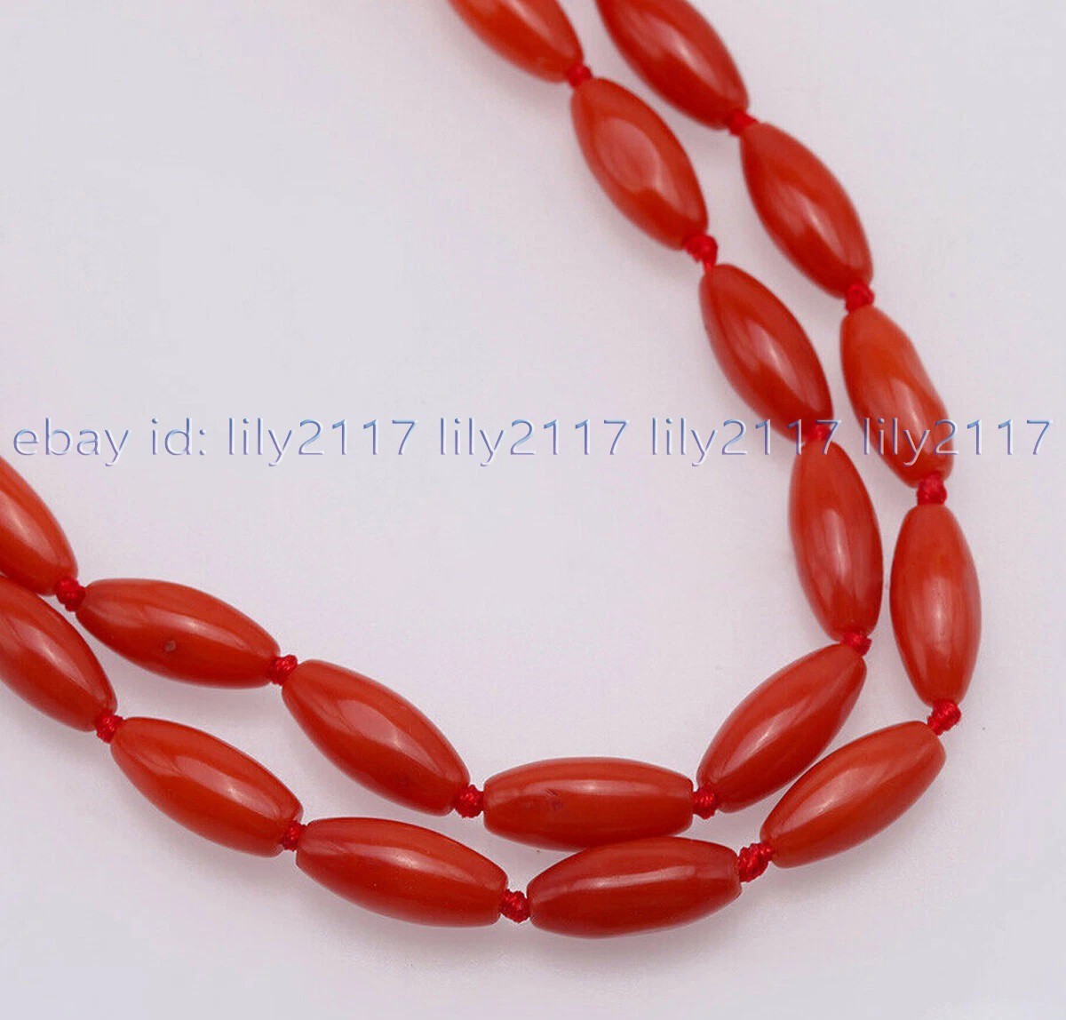Fashion 5x9mm Red Coral Gemstone Rice Shaped Beads Necklace 14-48 inches