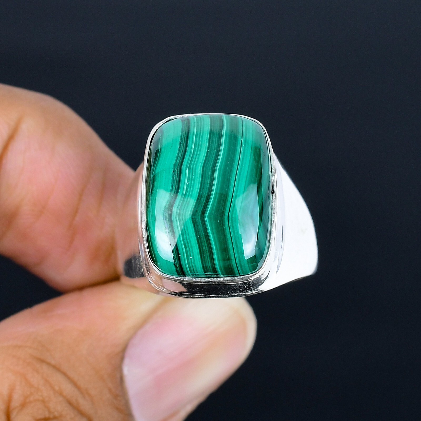 Malachite Gemstone Ethnic Handmade Man’s Ring Jewelry Gift For Her LG-1125