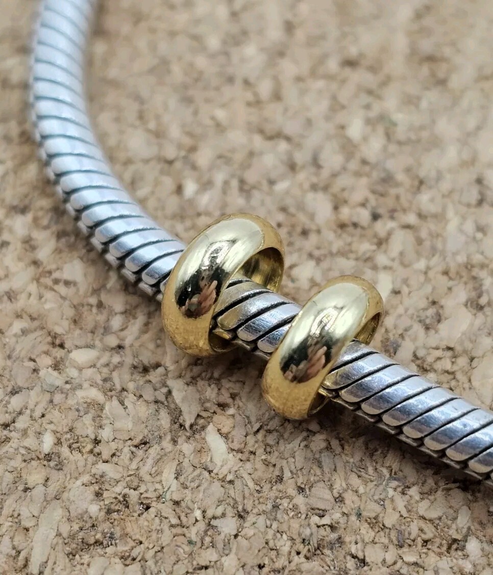 2 Authentic 18k Gold Over Silver Smooth Spacer European Charm Beads Lot