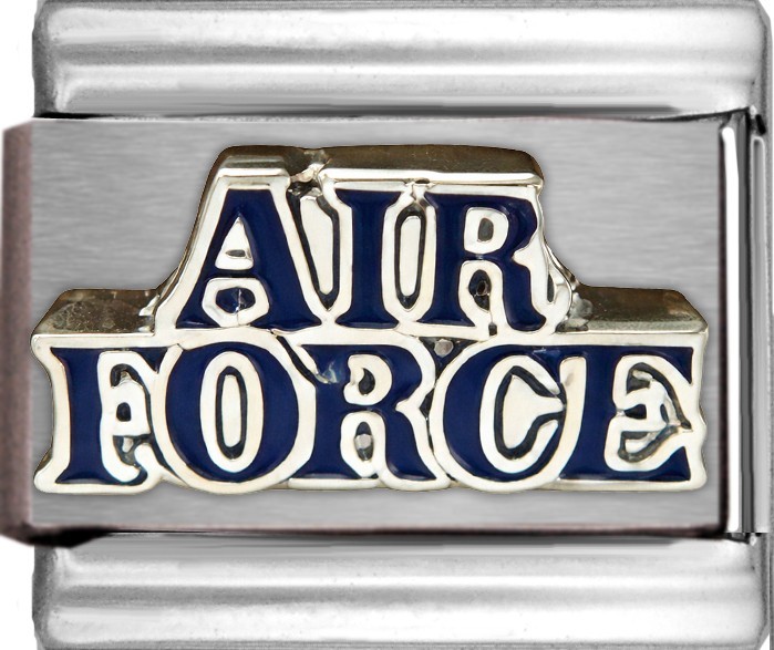 US Air Force Blue Enamel 9mm Italian Charm Bracelet Link Military Patriotic