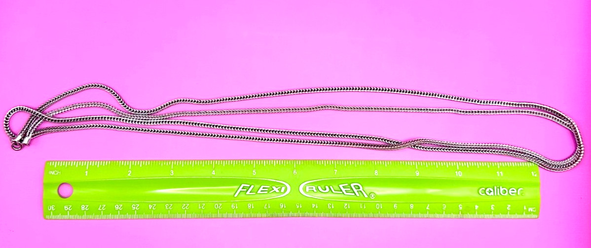 Signed Napier Silver Tone Wheat Link Chain 60″ Necklace Vintage
