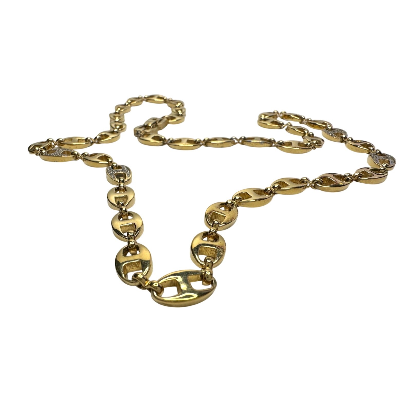 Givenchy Puffed Anchor Mariner 21″ Chain Necklace w 4 Rhinestoned Links