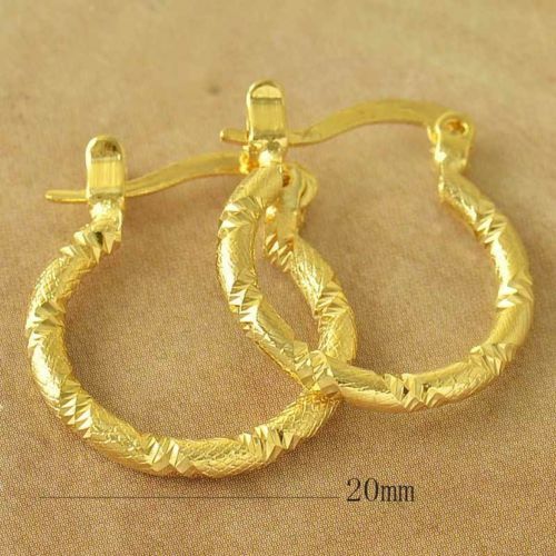 Pretty New Yellow Gold Filled Concise Band Design 20mm Round Hoop Earrings