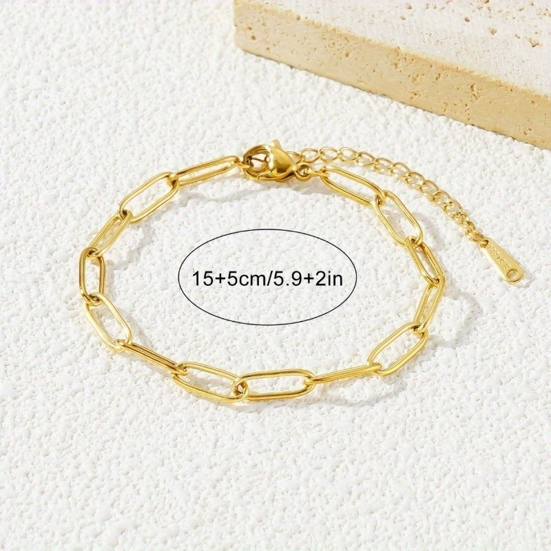 Golden Men’s and Women’s Titanium Steel Bracelet Necklace Fashion Jewelry Set