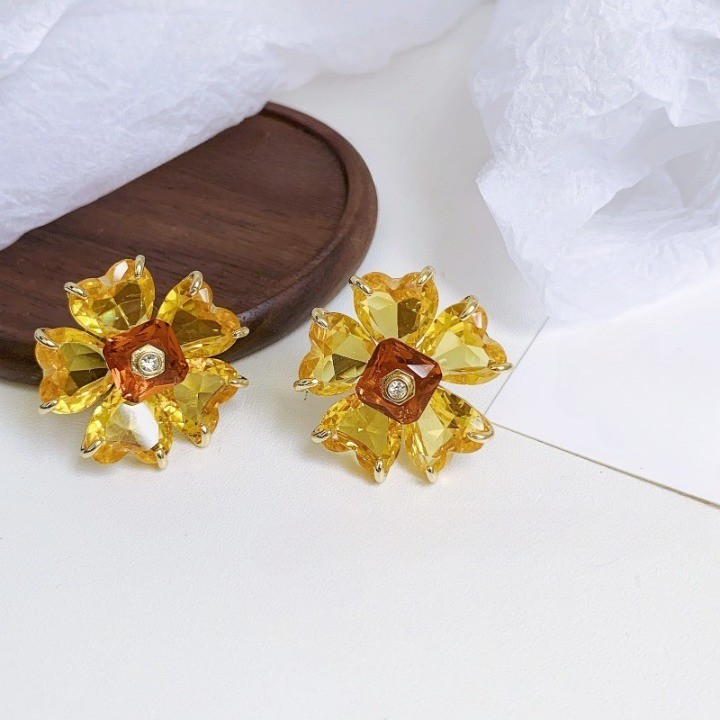 SWAROVSKI Pink Flower Crystal Florere Stud Earrings