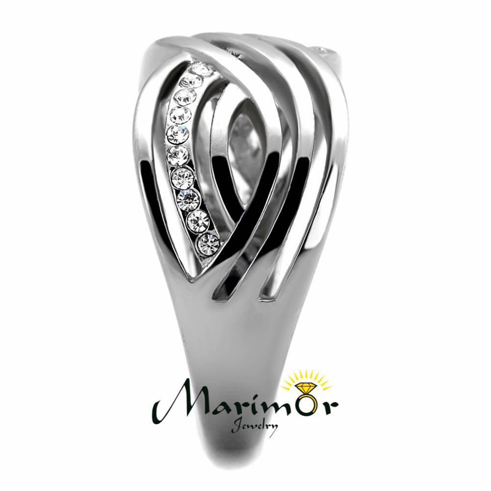 Women’s Round Cut Crystal Stainless Steel Anniversary/infinity Ring Band Sz 5-10