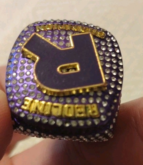 CHEER Championship Ring Purple Size 7 Initial “R” Purple Rhinestone Cheerleader