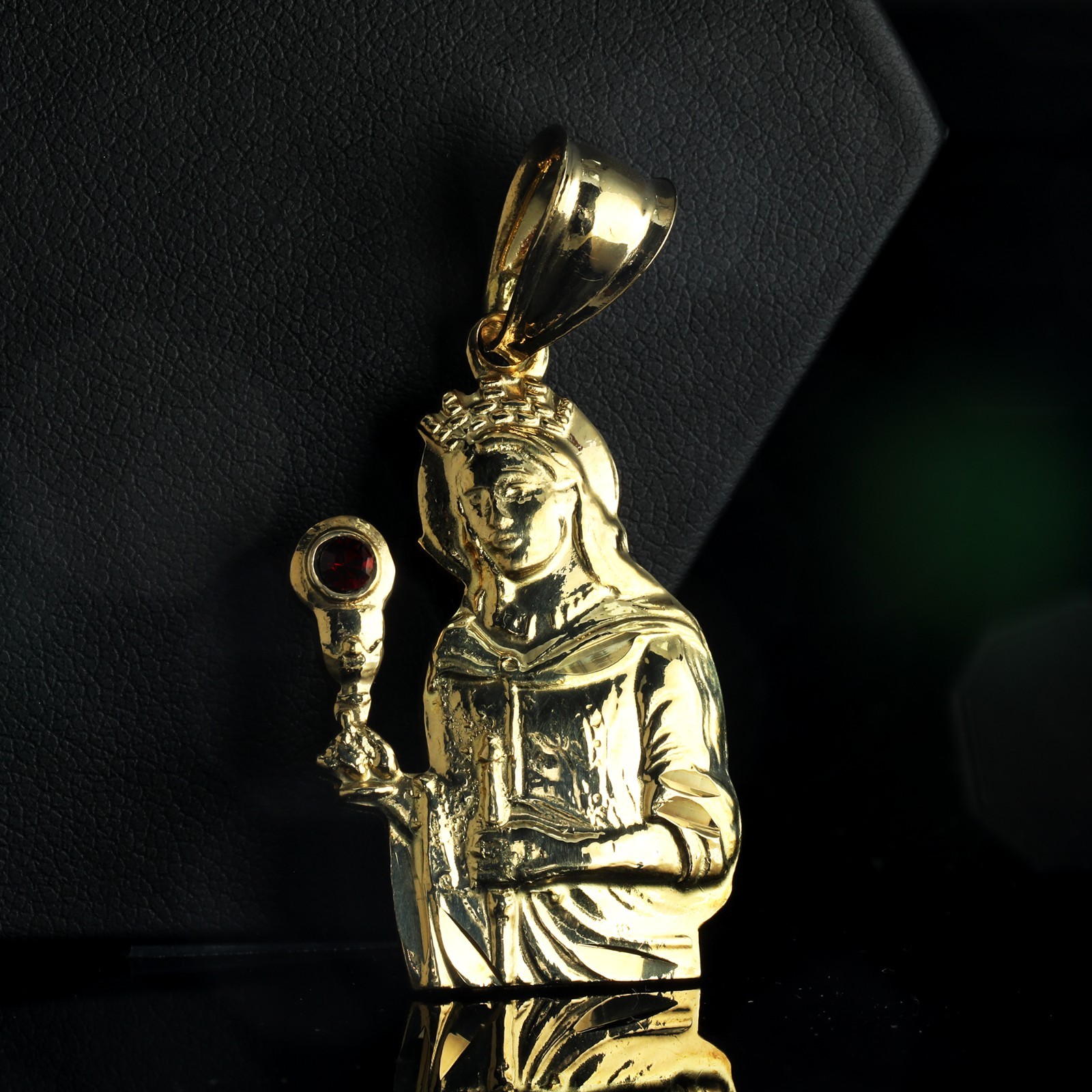 Saint Barbara Charm Pendant 14k Gold Plated Brass 5mm 20″ Cuban Choker Chain