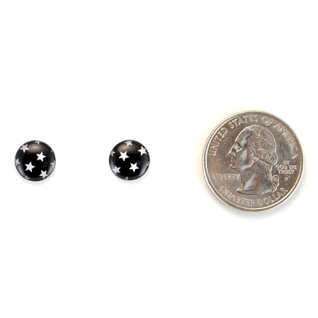 STAINLESS STEEL POST EARRINGS TINY STARS 10mm Black White Hipster Pair Icon Stud