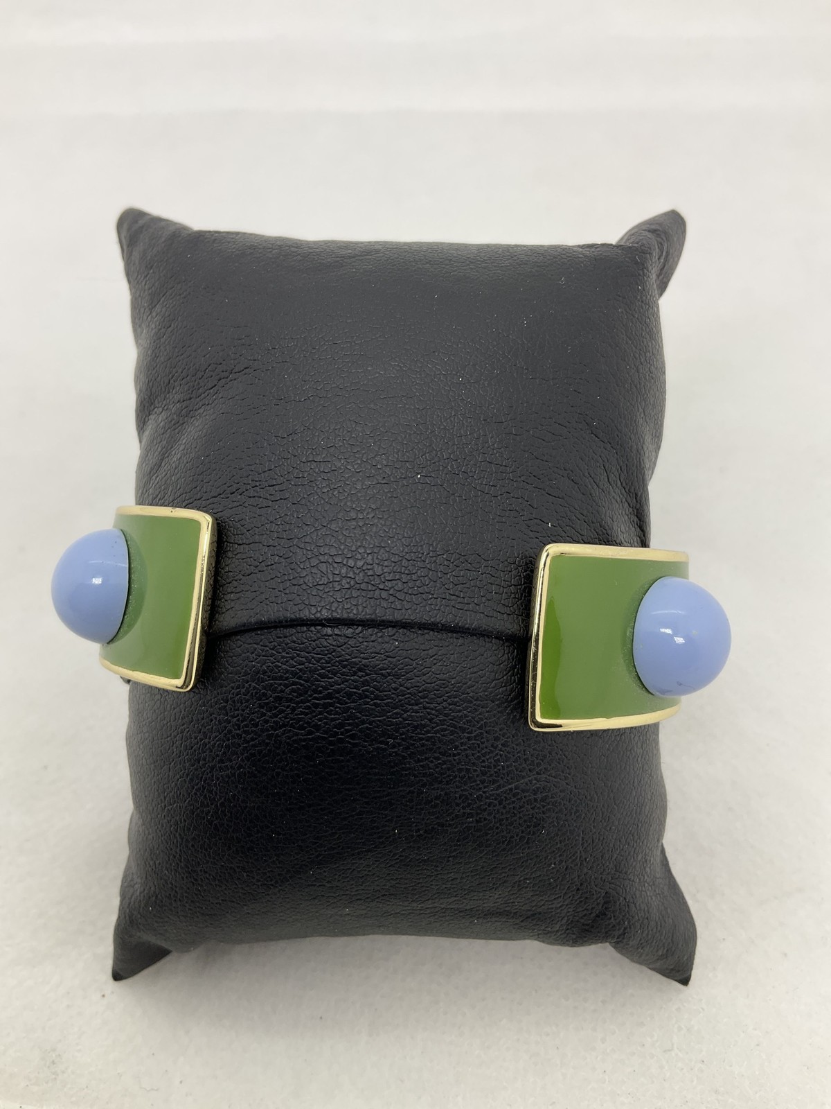 Tory Burch Green Enamel Blue Dome Studs Cuff Bracelet